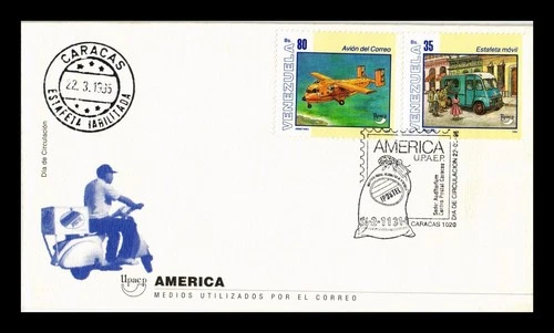 Dr Jim Stamps Venezuela 1995 UPAEP Theme Mail Transportation Vehicles 2v Set FDC