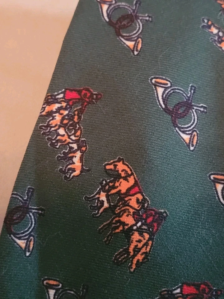 RALPH LAUREN CORBATA PARA HOMBRE INSTRUMENTO MUSICAL CABALLO TEMA VERDE 58" X 4" PIEL DE LANA Foto 2 de 4