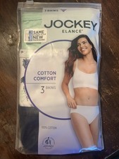 Jockey Elance Cotton Comfort Bikini Panties Size 6/M 3 Pk