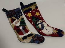 Wool Stockings Vintage Santa And Snowman Christmas