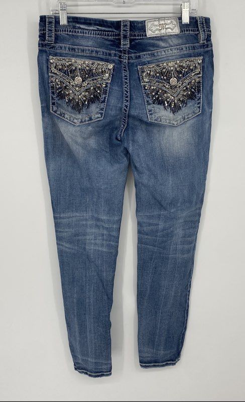 Jean Skinny Miss Me Taille 30x27 - Broderies, Cheville, Moyen Lavé, Neuf Avec étiquettes (NWT)
