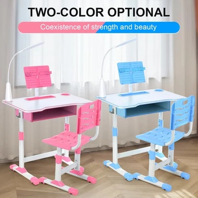 Kids Desk and Chair Set Height Adjustable Student Study Table &Chair Reading Set - Image 1 of 3