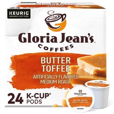 Gloria Jean's Butter Toffee, cápsulas Keurig K-Cup, café tostado medio, 24 unidades
