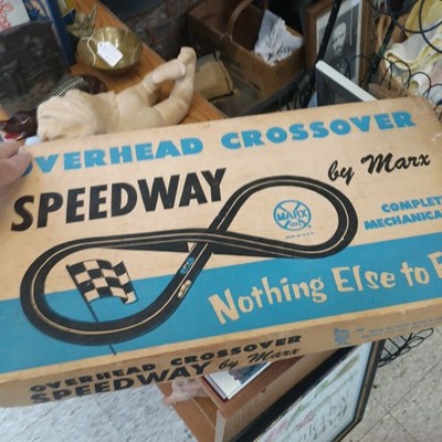 MARX OVERHEAD CROSSOVER SPEEDWAY COMPLETE MECHANICAL RACE SET #2070 ...