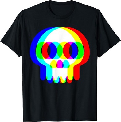 Funny Skull Trippy Vaporwave Halloween Techno Rave EDM Party T-Shirt