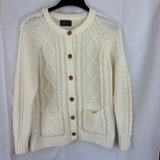 Vintage Knitivo Cable Knit Cardigan Sweater Off White Cream Medium