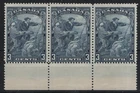 Canada #208 3c blue  MNH OG   Strip of 3  JACQUES CARTIER  BABN   1934