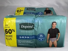 Depend Fresh Protection Men's Incontinence Underwear, Max Absorb, S/M, 64 Count