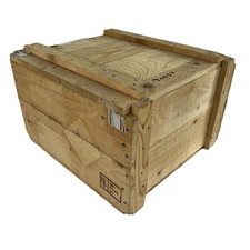 Wooden Ammo Box Large Vintage Army Surplus Storage Crate L 42 x W 45.5 x H 30 cm