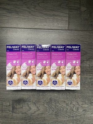 New Feliway Classic Happy Cat Calming and Comfort Spray 2 oz each Lot Of 5
