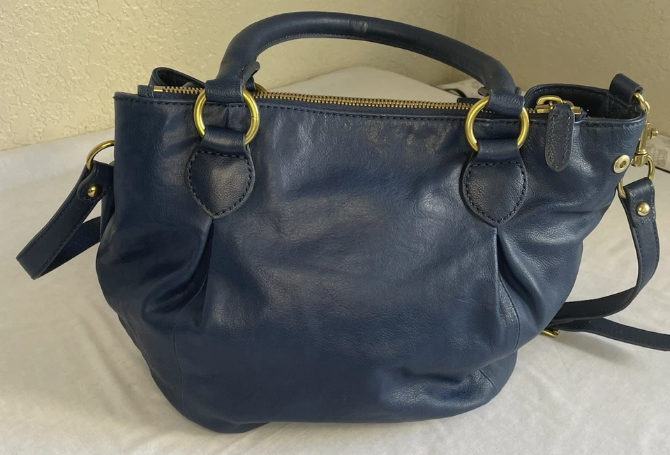 J. Crew 海军蓝真皮挎包手提包斜挎包很好!! — 第 2/4 张图片