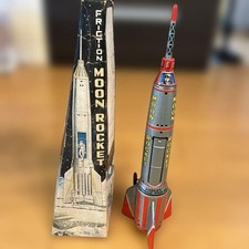 Moon Rocket Tin Toy Friction Masuya Vintage 1950s