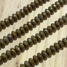 Czech Glass Rondelle Spacer Beads 4x7mm Green Fusion tire/donut beads 42pcs J811