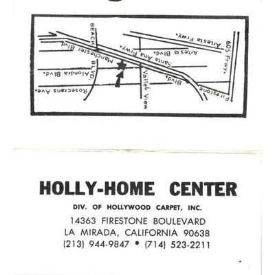 Holly-Home Center Hollywood Carpet Inc La Mirada CA Vintage Business Card SD8-B3
