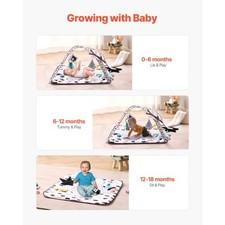 VEVOR Baby Play Gym Mat, Tummy Time Mat with 6 Sensory Toys, Baby Activity Mat w