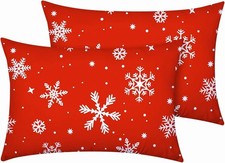 "Christmas Standard Pillow Cases Set of 2, 26"" x 20"" Pack of 2 25 Snowflake