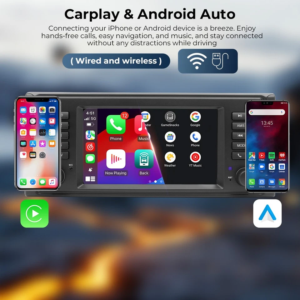 Autoradio Für BMW X5 E53 1996-2007 Apple Carplay Android 14 GPS Navi RDS 2+64GB - Bild 4 von 4