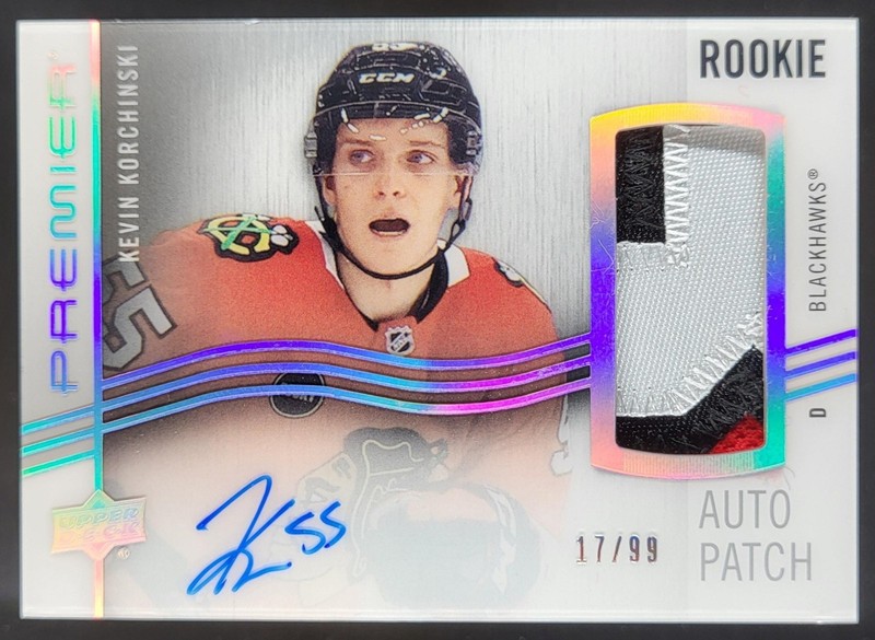 2023-24 Upper Deck Premier Kevin Korchinski Acetate Rookie Auto Patch /99 RC KR2