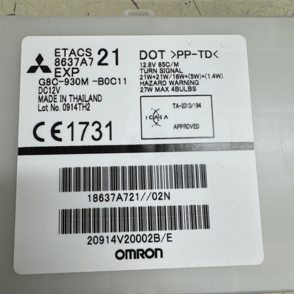 Mitsubishi 8637A721 Time & Alarm Control Unit 2008-15 Mitsubishi