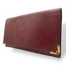 Good condition Cartier clutch bag mast line leather Bordeaux gold hardware
