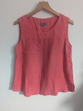 Sahara Size S 100% Linen Top Pinky Salmon Textured Sleeveless Holiday Cruise 