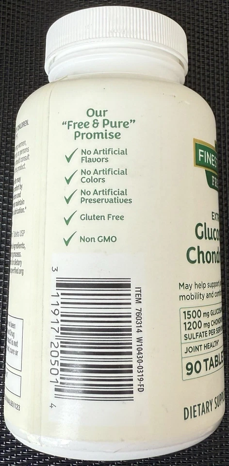Finest Nutrition Free & Pure Glucosamine 90 Tabs Exp 10/25 FREE FAST SHIPPING - Image 2 of 4