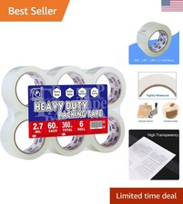 Heavy Duty Packing Tape 6 Rolls, Total 360Y, Clear, 2.7 mil, 1.88 inch x 60 Y...