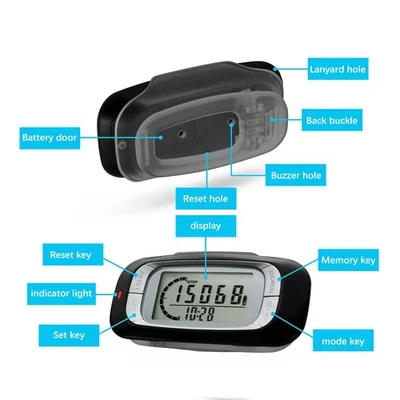3D-Schrittzähler Mit Clip Präziser Schrittzähler Für Fitness Distanzmessung - Bild 1 von 4