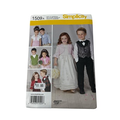 Simplicity 1509 Special Occasion Vest, Bolero & Bow Tie Child 3-8 Pattern Uncut