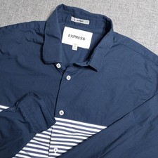 Men's Express Fitted Long Sleeve Button Up Shirt Medium 15-15.5