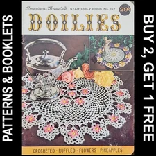 Vintage American Thread Co Star Doily Book No. 157 Ruffled-Floral-Pineapple