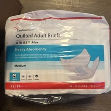Cardinal Health Quilted Adult Briefs Wings Plus Medium 32" - 44" Pack Of 12 NEW
