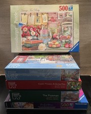 500 PIECE JIGSAW JOBLOT BUNDLE X 5 - ALL COMPLETE - ONE STILL SEALED.          9