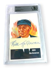 Bill McGowan Signed Autographed Cut Signature w/Postcard HOF Umpire BAS 1012