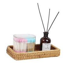 Rattan Bathroom Tray Countertop, Wicker Toilet Tank 9.8" x 5" x 1.4" Natural