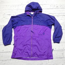 Columbia Jacket Womens Small Purple Packable Hooded Windbreaker Full Zip Lined