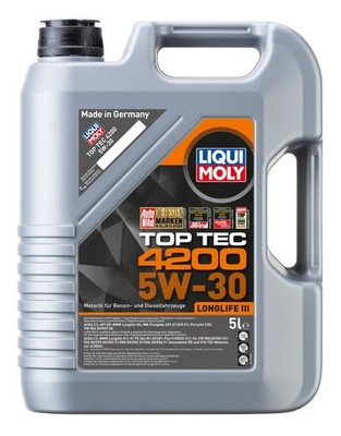 For LIQUI MOLY 8973 ENGINE OIL 5W-30 5L TOP TEC 4200 ACEA A3/B4/C3, API SN/CF,