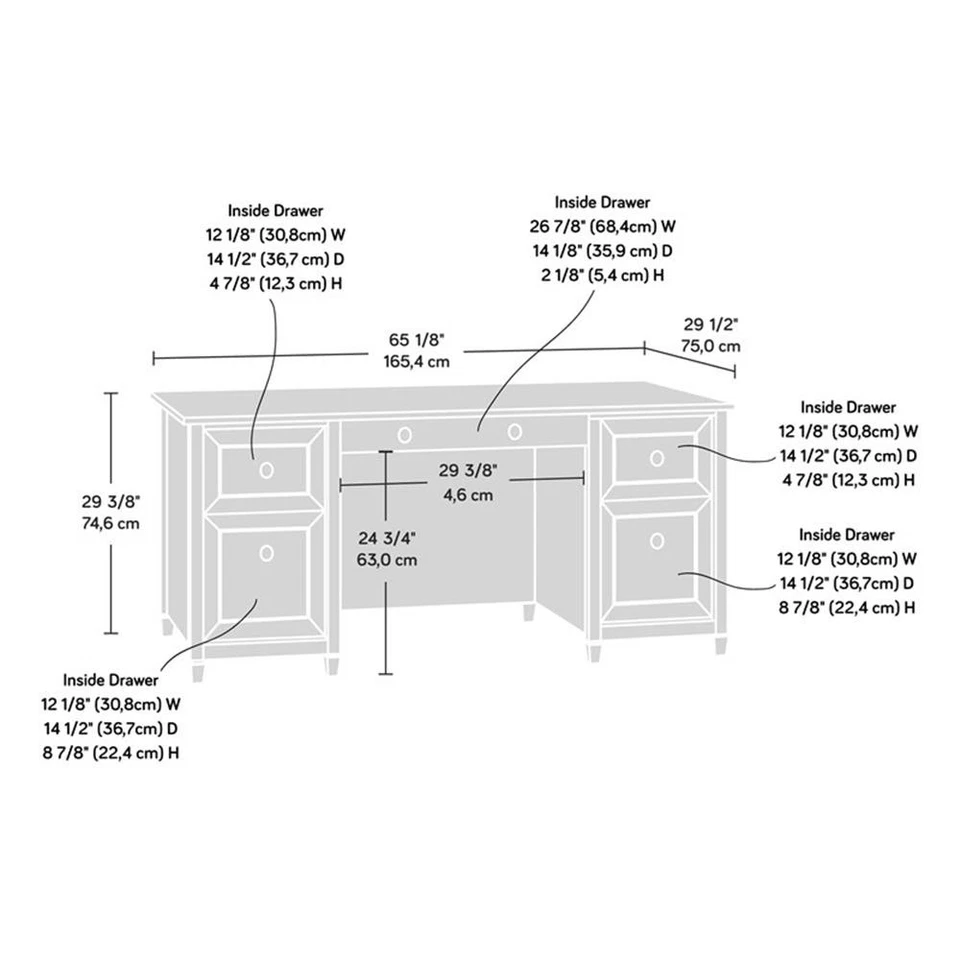 Escritorio ejecutivo de madera de ingeniería de agua Sauder Edge en castaño tiza Foto 3 de 4