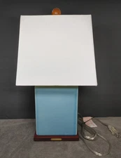 RALPH LAUREN HOME Turquoise Blue Crackle Glaze Pottery Table Lamp 17x9x7