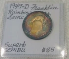 SEMI-KEY 1949-D OLD VINTAGE ALBUM TONED FRANKLIN BU 50ç 90% SILVER