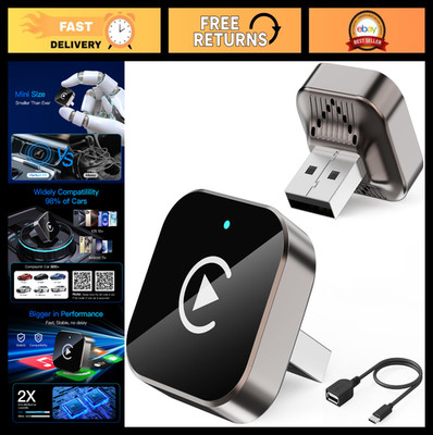 Wireless CarPlay & Android Auto Adapter - Fast Plug & Play, No Latency, Compact