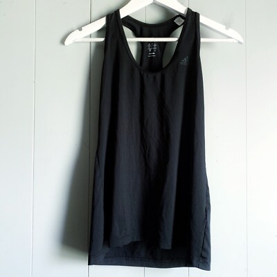 ADIDAS Ribbed Sport Tank Top Black Racerback Size Small