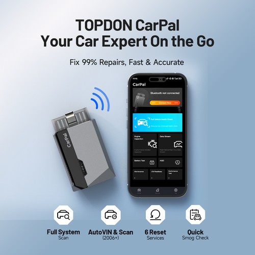 TOPDON CarPal-E OBD2 Scanner Code Reader All System Car Diagnostic Tool Wireless - Picture 9 of 9