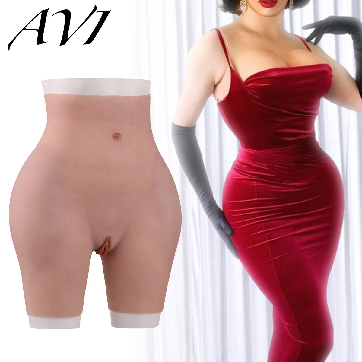 Silicone Pants Fake pants Panties Thick Butt Insertable For Crossdresser  Trans