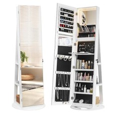 3 in 1 Jewelry Cabinet Organizer 360  Rotating Jewelry Armoire with Door Mirror