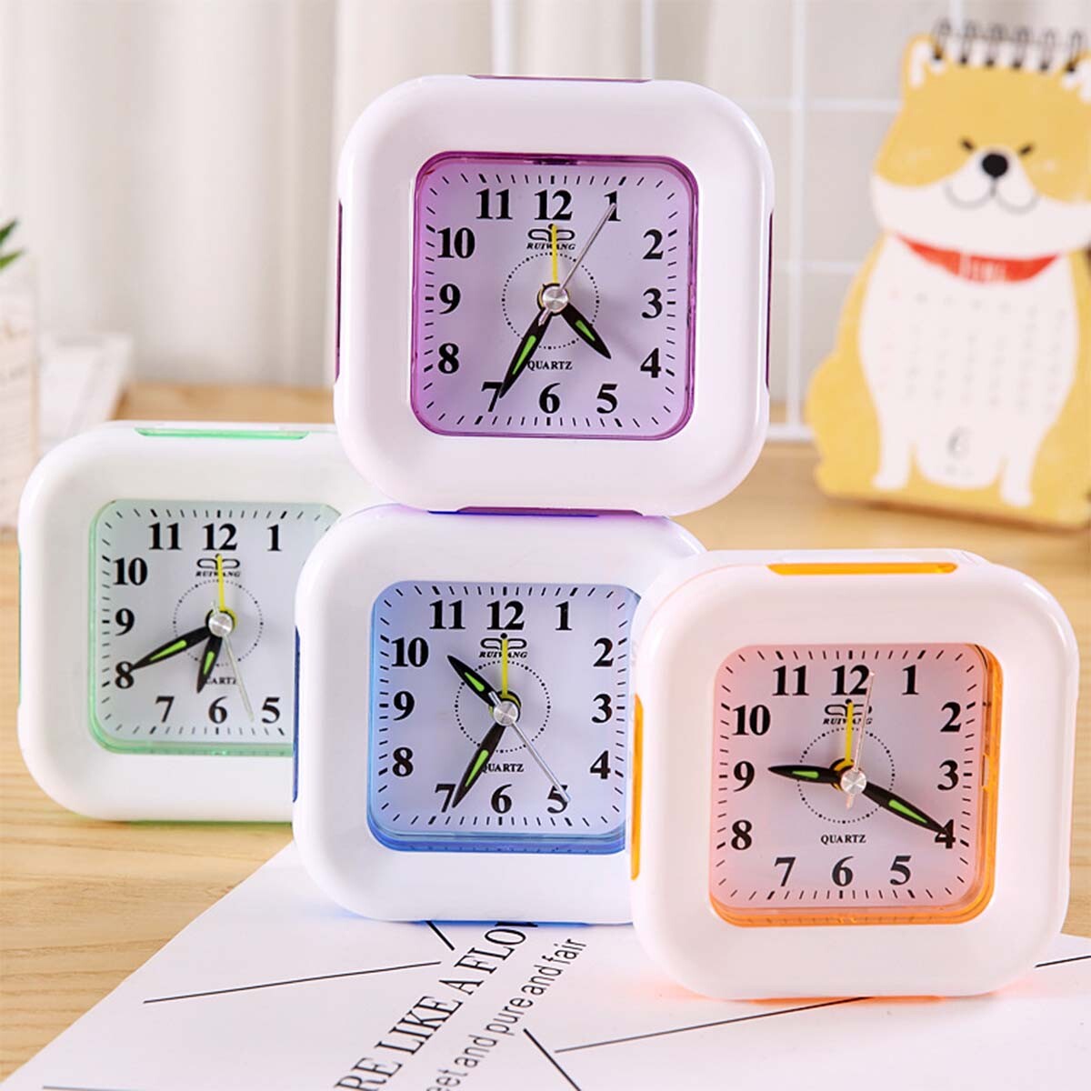 Quartz Alarm Clock & Night Light No Tick Snooze Silent Small Bedside