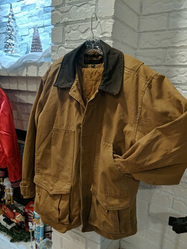 Barn Jacket Coat Leather Collar Med 