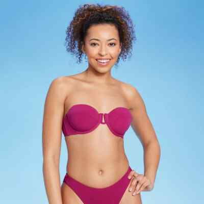 Shade & Shore Women's Balconette Underwire Crepe Bikini Top Purple Size 36DD