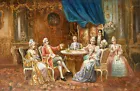 Canvas Print Oil painting European aristocratic gathering scene on canvas L1127