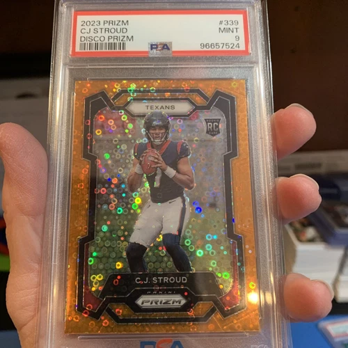 2023 Panini Prizm CJ Stroud Orange Disco Prizm Rookie RC #339 PSA 9 Texans MINT